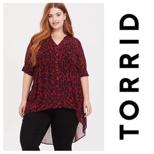 Torrid Leopard Print Lexie Chiffon Hi-Low Tunic Top